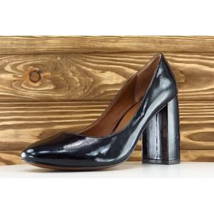 Linea Paolo Sz 6.5 M Black Almond Toe Pump Patent Leather